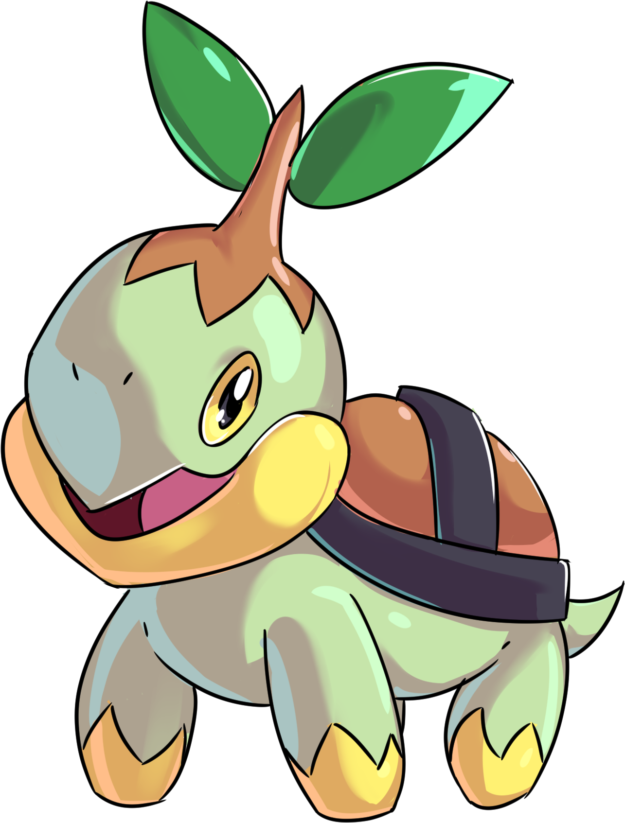 Turtwig - Cartoon (1567x1831), Png Download
