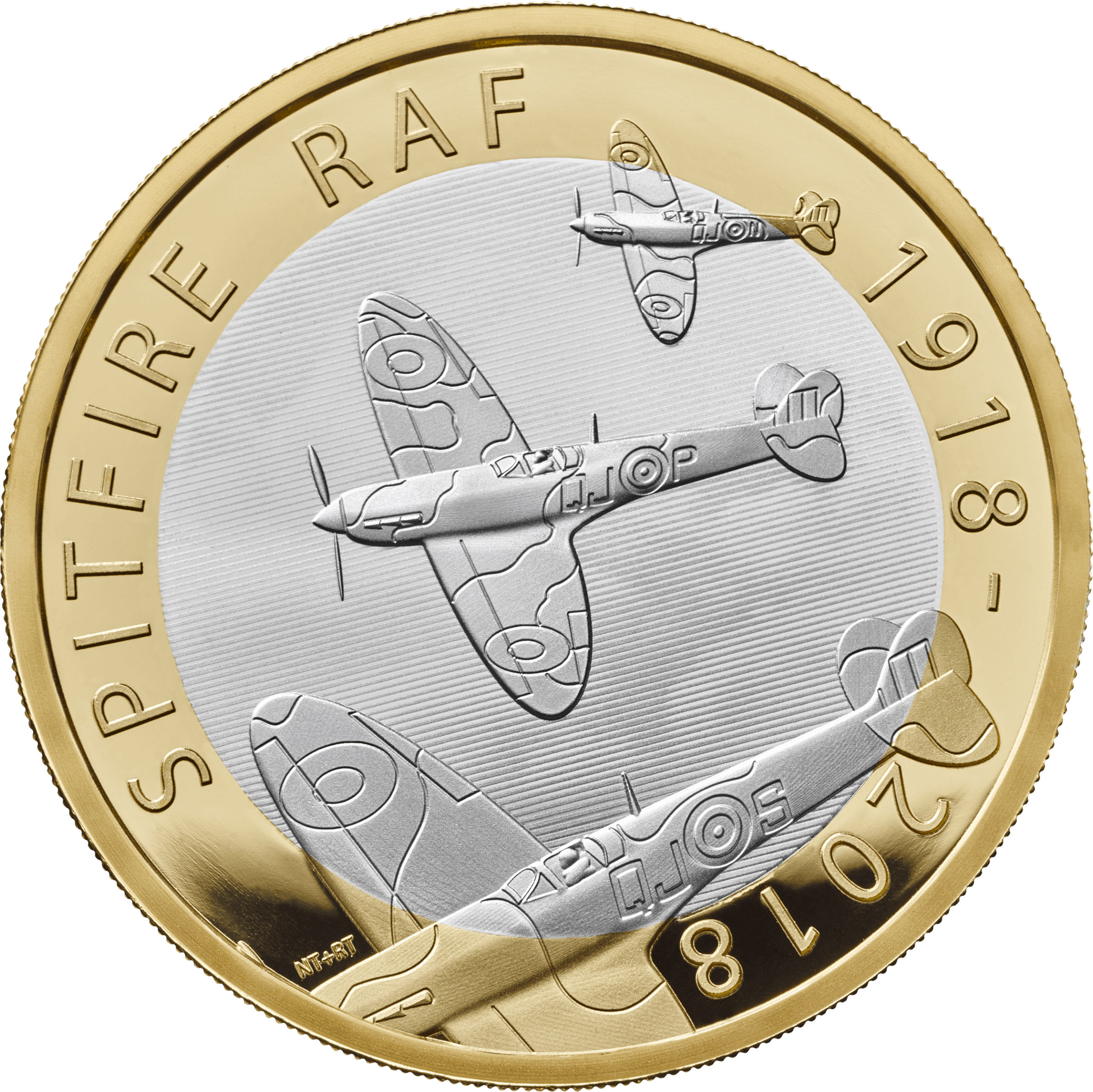 The Raf Centenary 2018 Spitfire Uk Silver Proof Piedfort - 2018 Raf 2 Coins (2400x2400), Png Download
