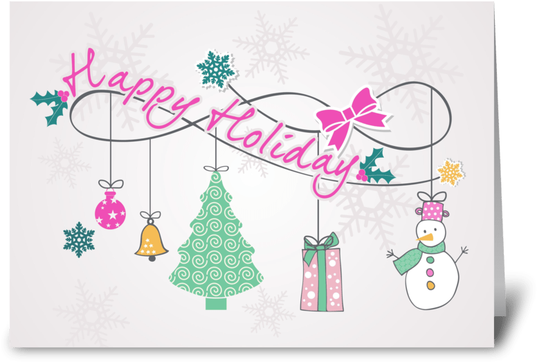 Happy Holiday Card Greeting Card - Christmas Tree (848x698), Png Download