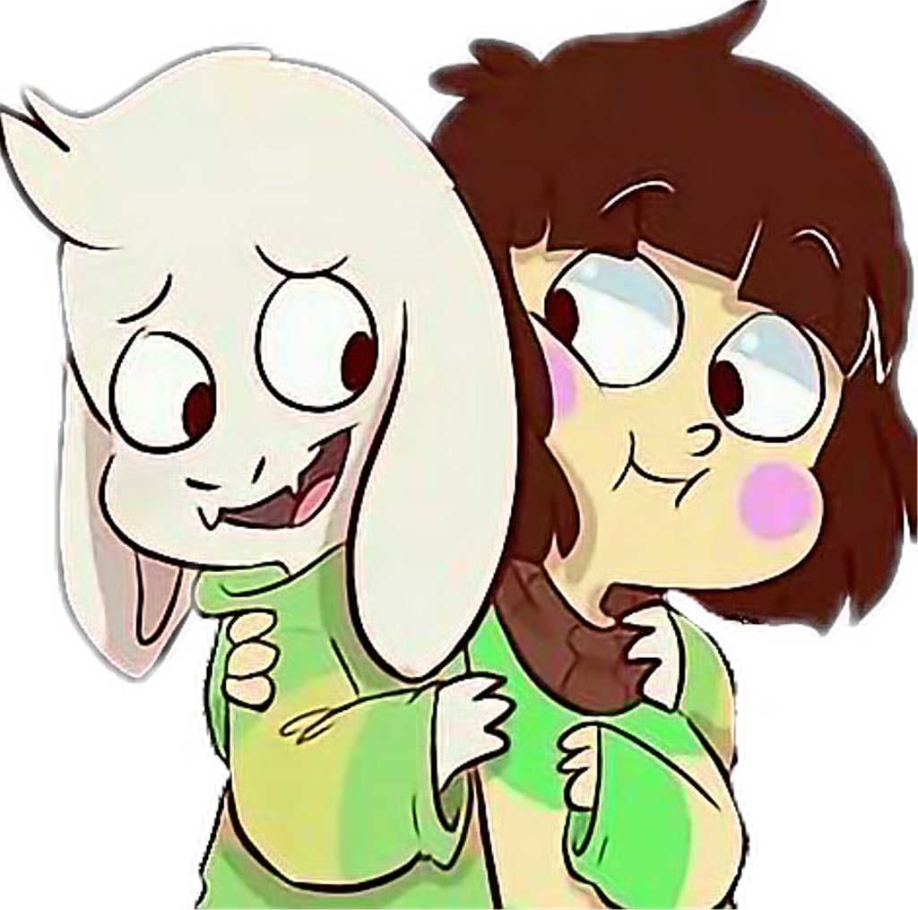 Chara Sticker - Asriel And Chara Kawaii (1024x1015), Png Download