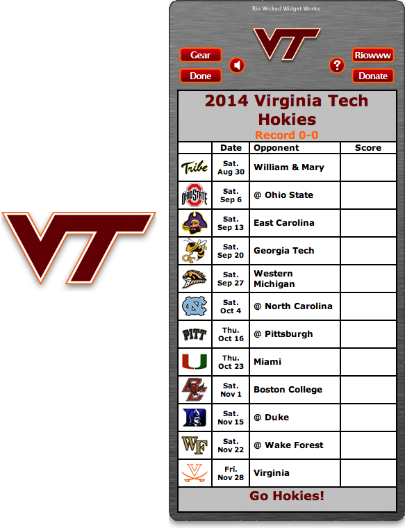 Free 2014 Virginia Tech Hokies Football Schedule Widget - 2018 Florida Gator Football Schedule (583x760), Png Download