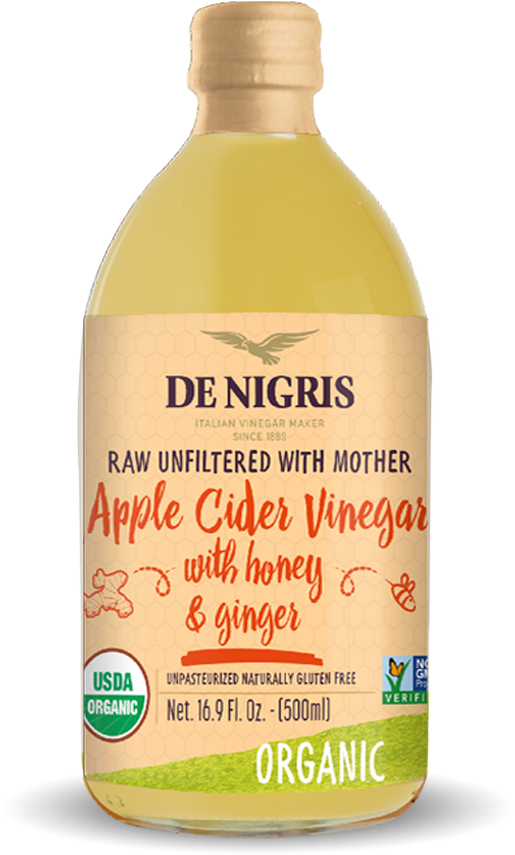 Organic Apple Cider Vinegar With Honey & Ginger - Bottle (828x969), Png Download