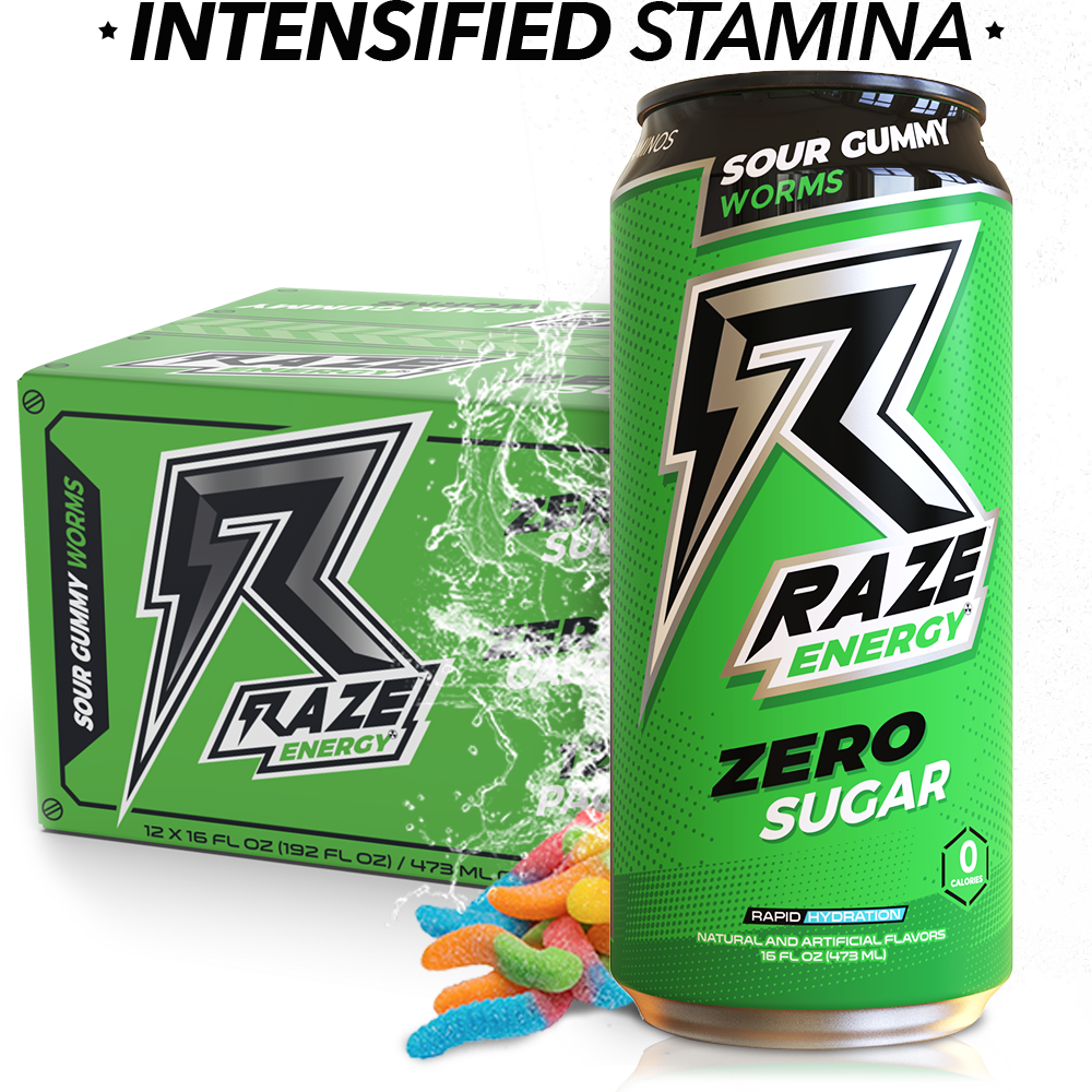 Repp Sports Raze Energy Drink Rtd Sour Gummy Worms - Raze Energy Drink (1000x1000), Png Download