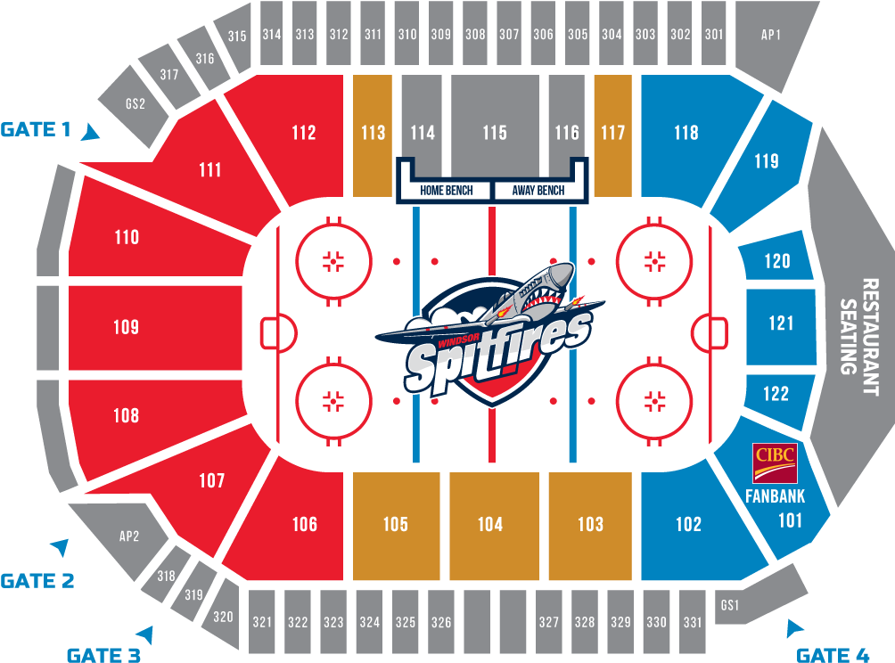 Seating And Pricing - Wfcu Spitfires Seating Chart (1024x794), Png Download