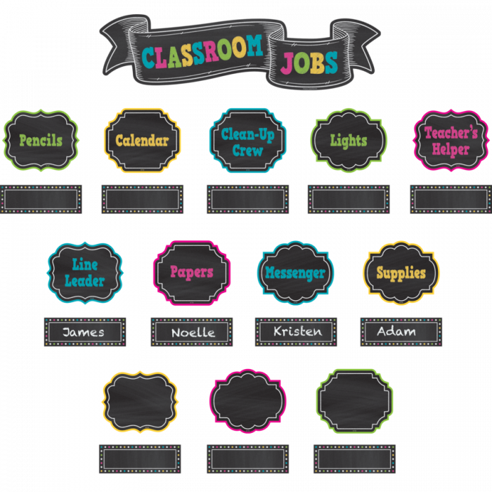 Chalkboard Brights Classroom Jobs Mini Bulletin Board - Chalkboard Brights Classroom Jobs (700x700), Png Download