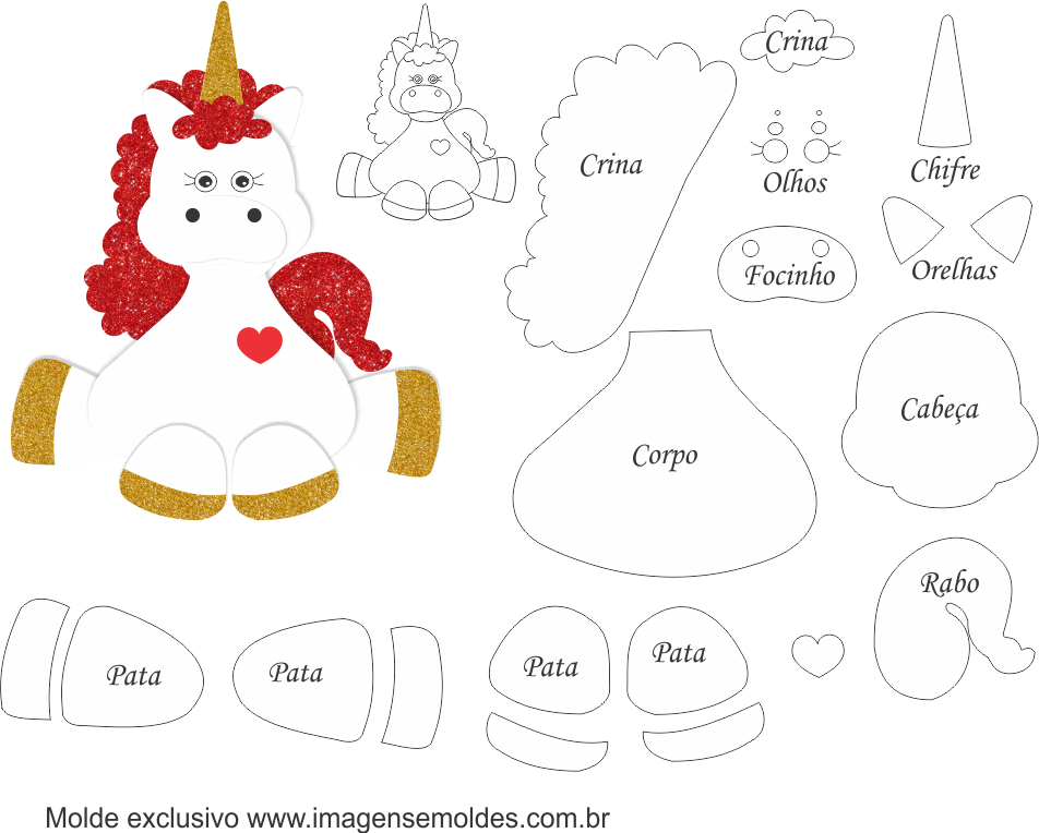 Unicórnios Png - Molde De Unicornio Sentado (952x764), Png Download