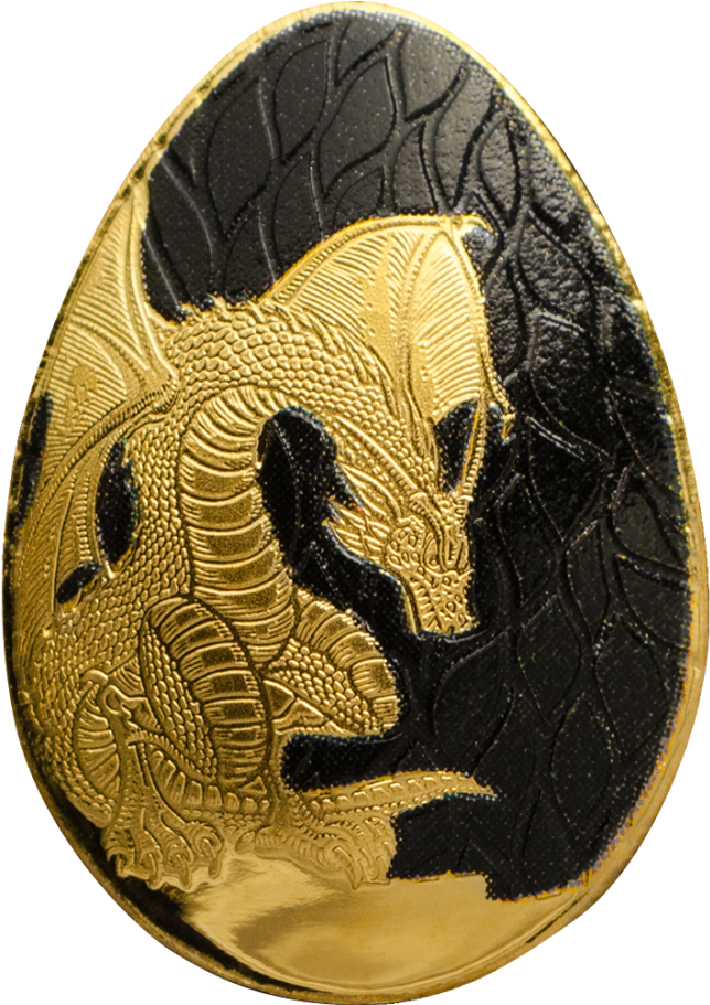 Palau - 2019 - 1 Dollar - Golden Egg Dragon - Gold Dragon Transparent Png (705x1000), Png Download