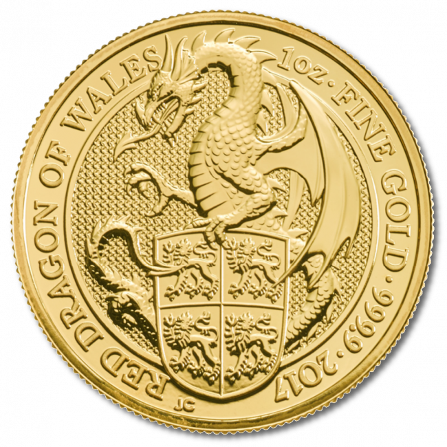 1 Oz Queen's Beasts Dragon - Queen's Beast Red Dragon (650x650), Png Download