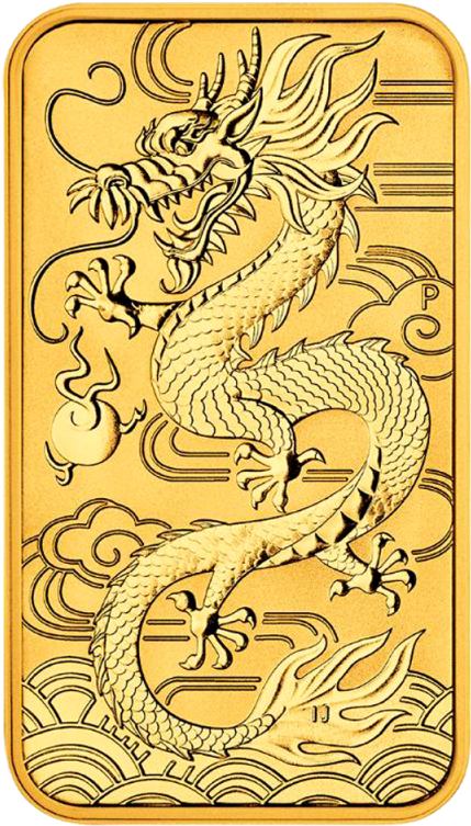 Dragon Rectangular 1oz Gold Coin 2018 Motif - Perth Mint Silber (800x800), Png Download