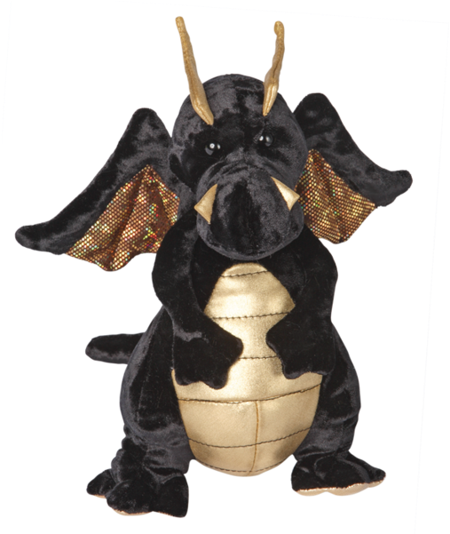 Merlin Black And Gold Dragon - Dragon Negro Peluche (600x600), Png Download