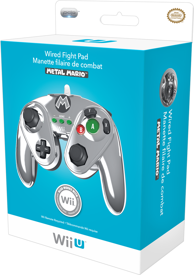 Wired Fight Pad Metal Mario - Wii Remote Controller (1160x1313), Png Download
