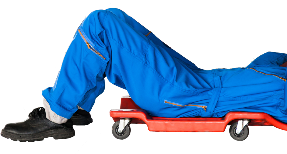 Sliding Mechanic Image For Drayton Mot Centre - Working Under Car (981x650), Png Download