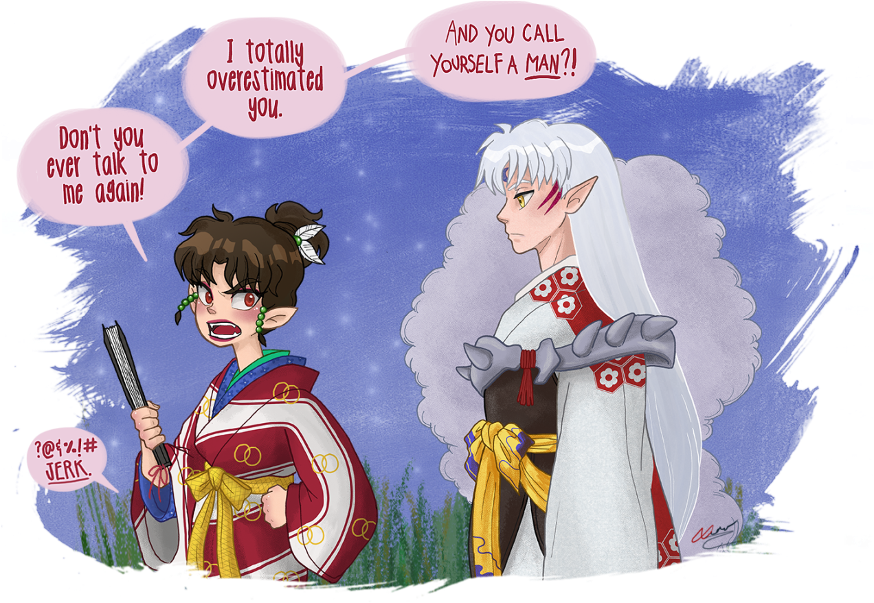 “i Was Rereading Inuyasha For The First Time In Years - Sesshomaru X Kagura (1280x921), Png Download