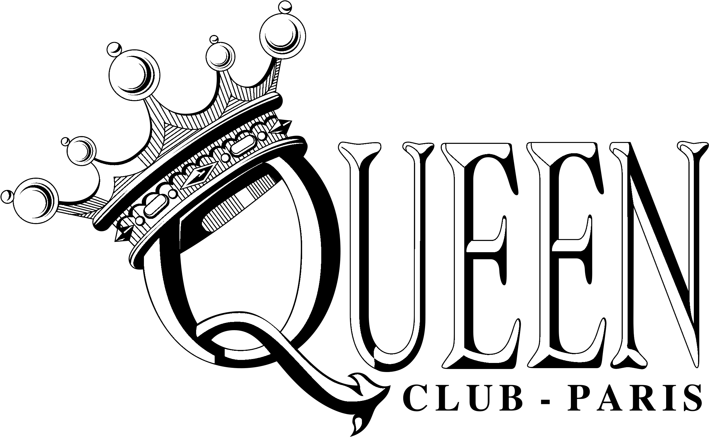 Queen Club Paris Logo Black And White - Queen White Logo Png (2400x2400), Png Download
