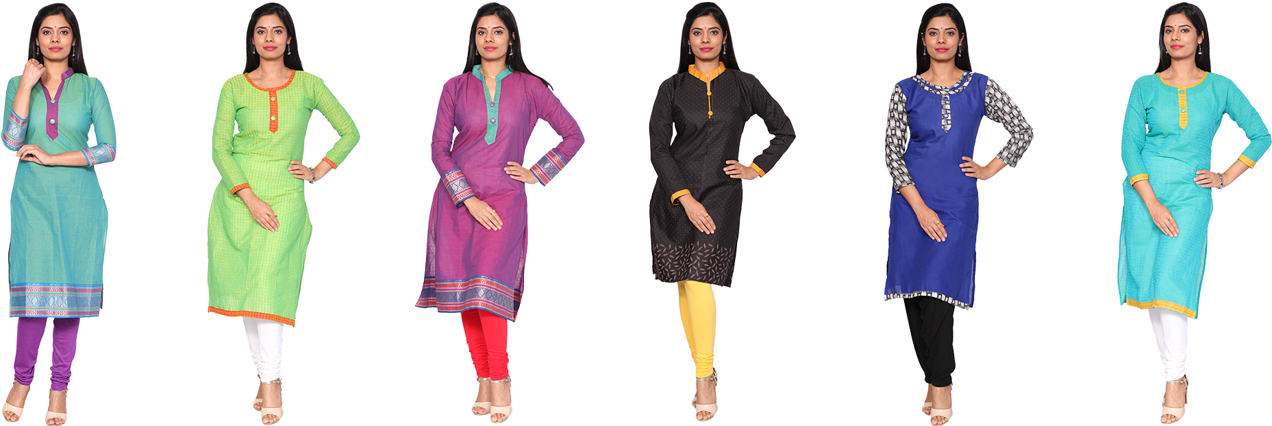 Assorted 6 Kurtis - Cotton Szonline In Dress Meterials (2500x658), Png Download