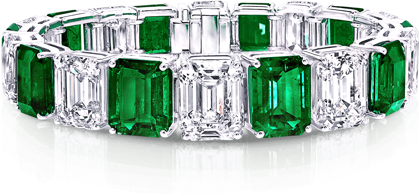 Emerald Cut Emerald And Diamond Bracelet - Nhẫn Emerald Cut Diamond (2000x1320), Png Download