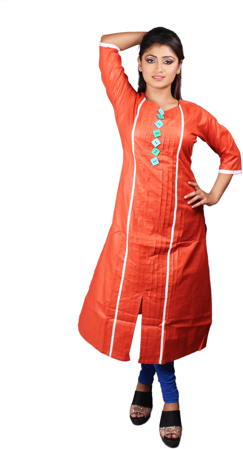 3/4 Sleeve Long Kurti - Costume (1200x1800), Png Download