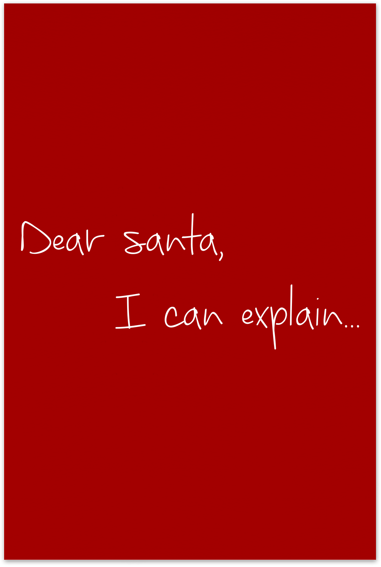 Dear Santa Red Christmas Card - Calligraphy (1360x1992), Png Download