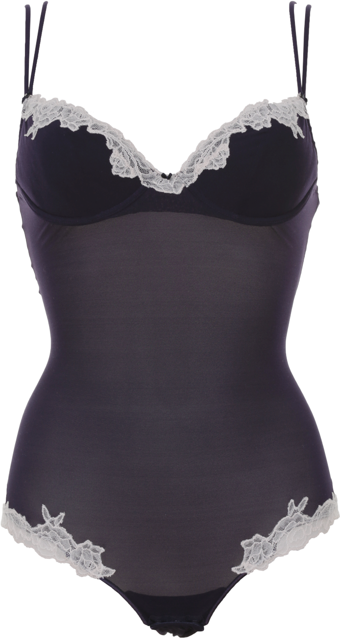 Brunico Gefütterter String Body In Navy Mit Puderfarbener - Lingerie Top (900x1350), Png Download