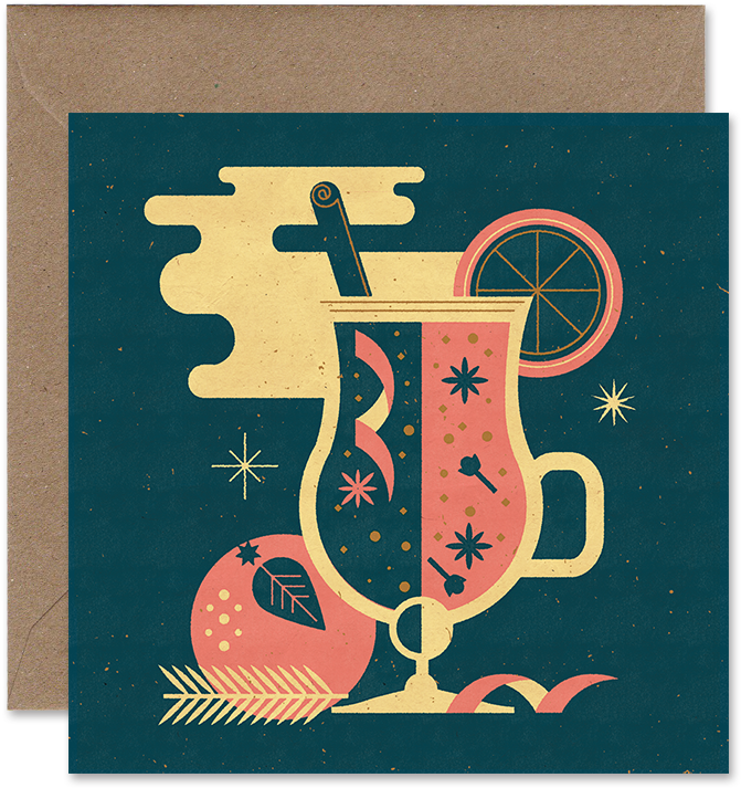 Mulled Wine Christmas Card - Calligraphy (700x991), Png Download