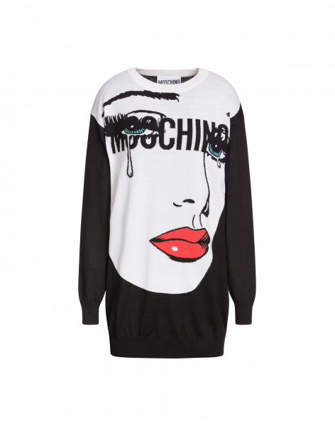 #moschinoeyes Virgin Wool Short Dress - Dress (600x600), Png Download