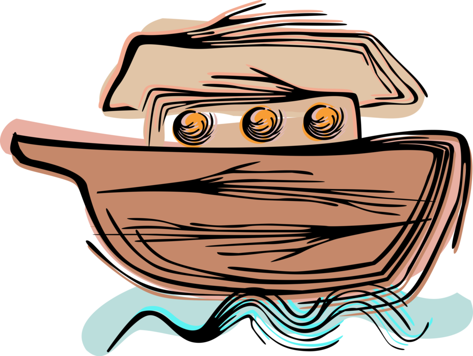 Vector Illustration Of Noah's Ark From Genesis Flood (929x700), Png Download