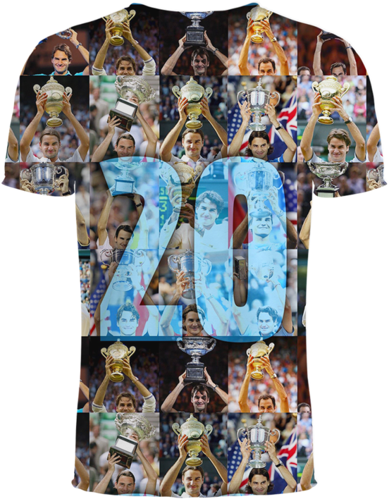 Roger Federer Tennis 3d T-shirt - Roger Federer 16 Grand Slams (760x759), Png Download