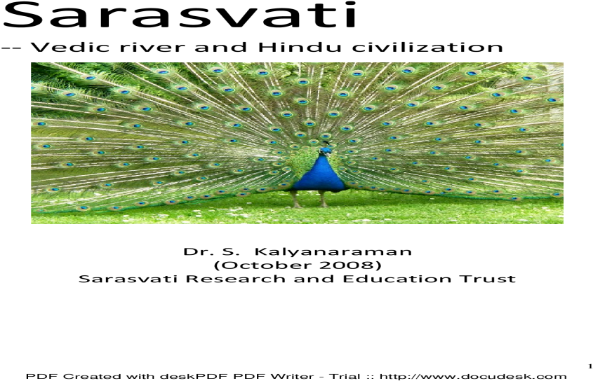 Sarasvati Vedic River And Hindu Civilization Chapter - Peafowl (1200x630), Png Download