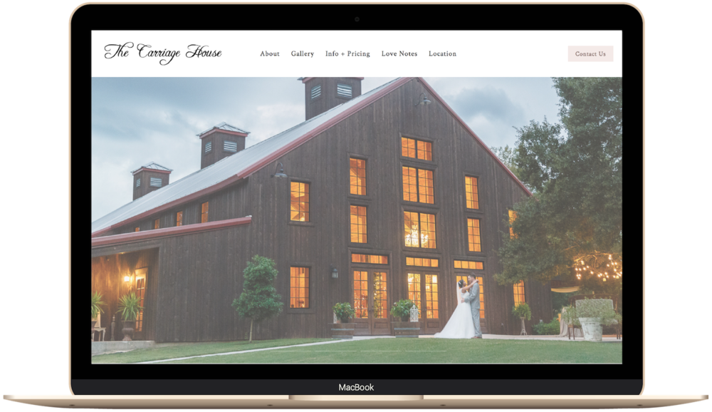 Wedding Venue Website Design Example Built On Squarespace - The Carriage House Houston (1000x578), Png Download