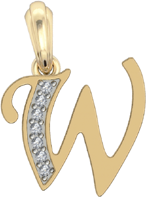 Gold Alphabet W Charm - Calligraphy (750x500), Png Download