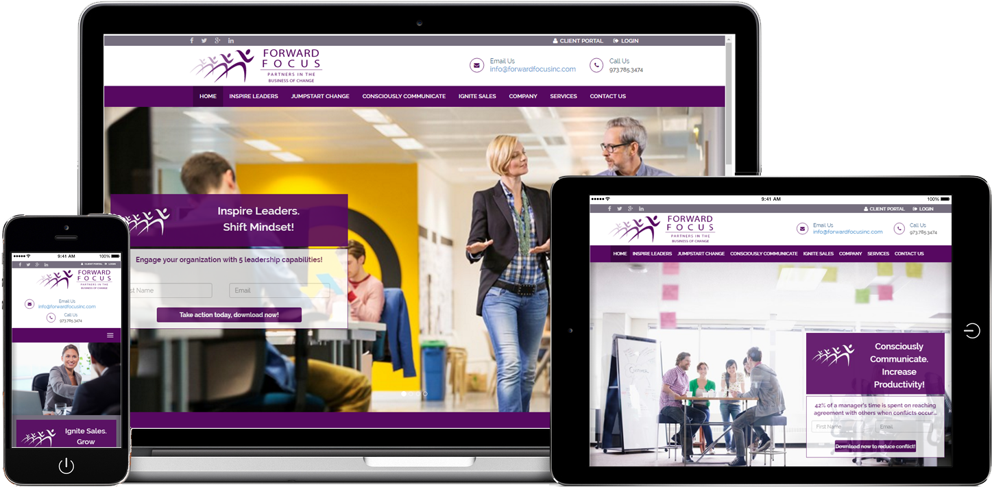 Design Sample Forward Focus Responsive Web Design - Online Advertising (1600x911), Png Download