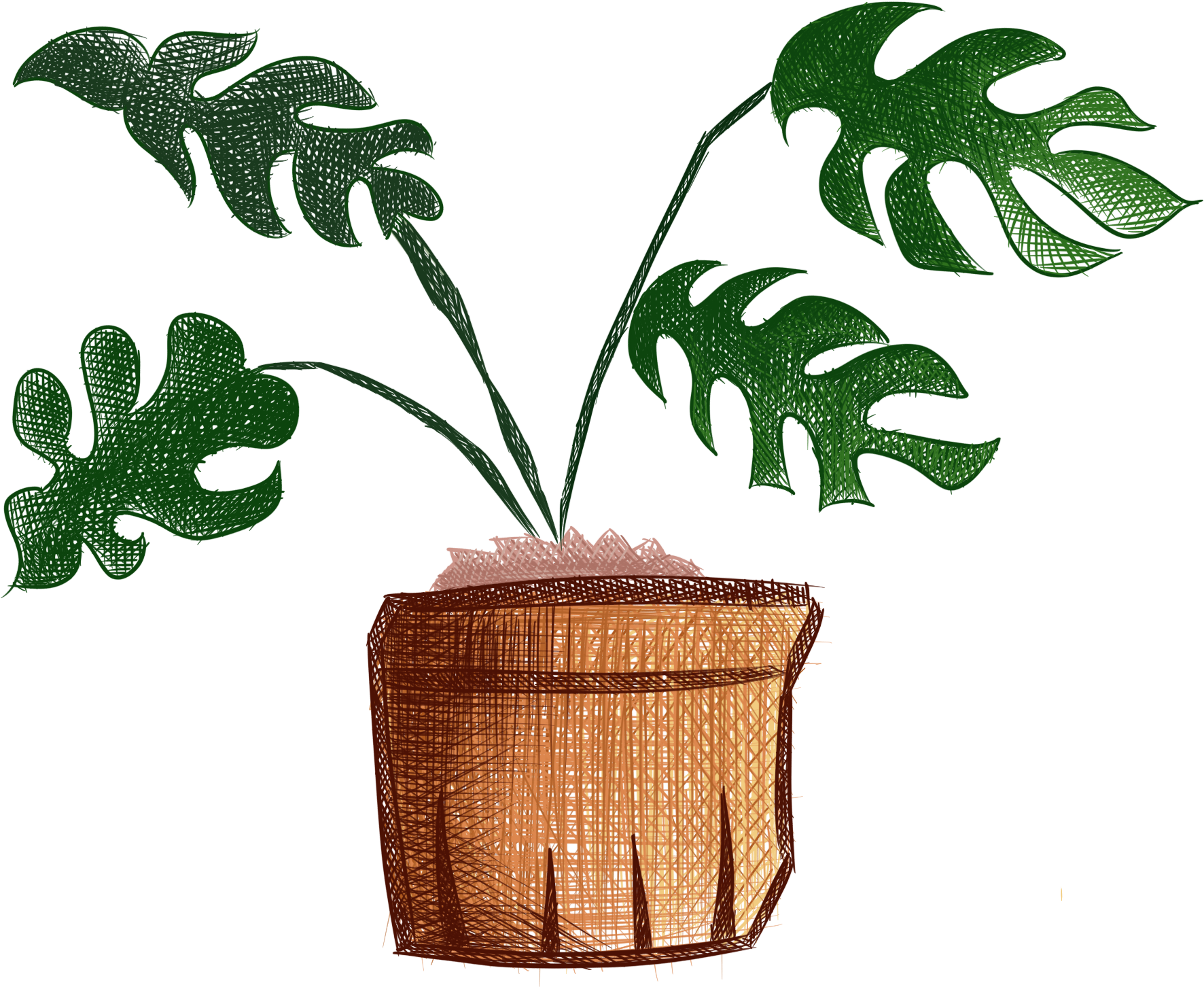 Hand Painted Plants Flowers Fresh Potted Png And Psd - Houseplant (2000x2000), Png Download