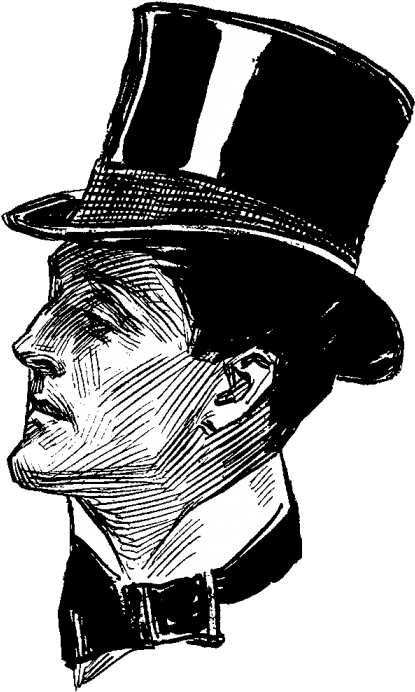 Free Png Download Man With Victorian Top Hat Sideview - Man With A Hat Drawing (480x750), Png Download