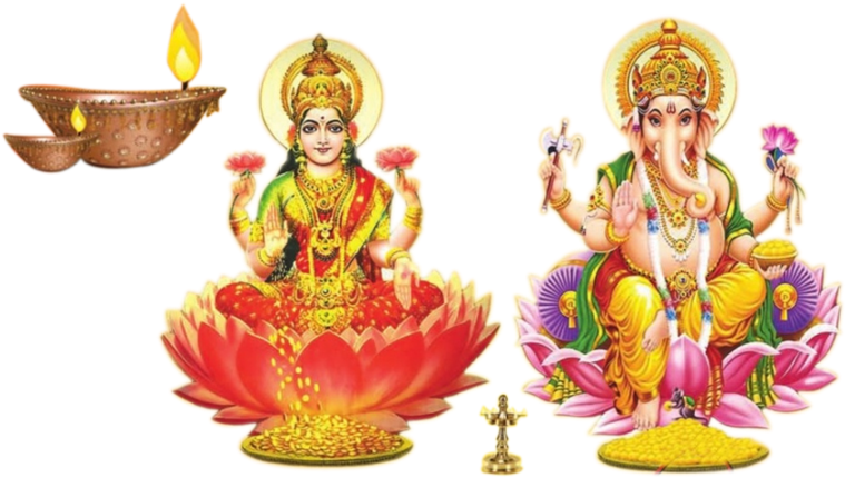 God Laxmi Ganesh Diwali Desig - Laxmi And Ganesh Png (800x527), Png Download