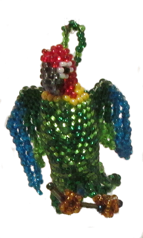 Green Parrot - Bead (550x912), Png Download