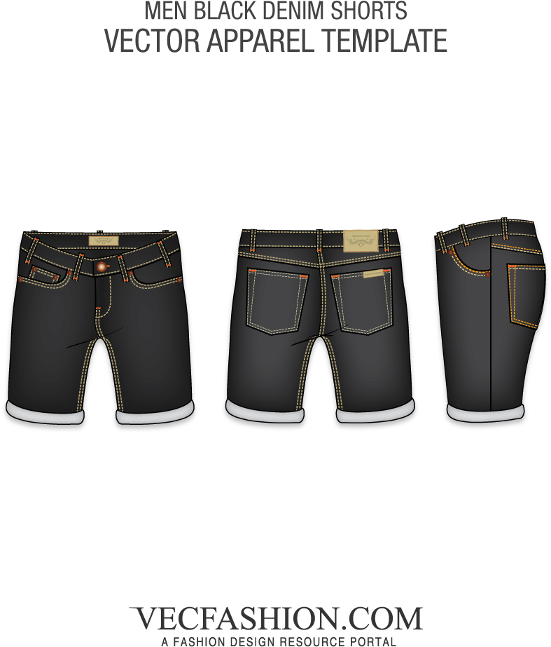Men Black Shorts Template - Pocket (1000x1000), Png Download