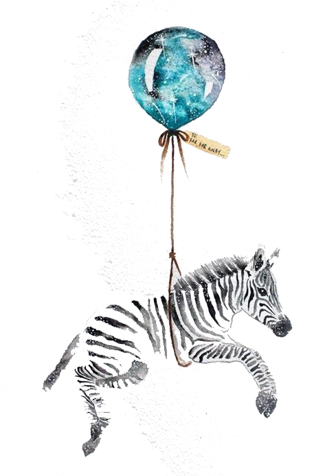 Tattoo Illustration Cartoon Watercolor Zebra Painting - Zebra Balloon Art (510x691), Png Download