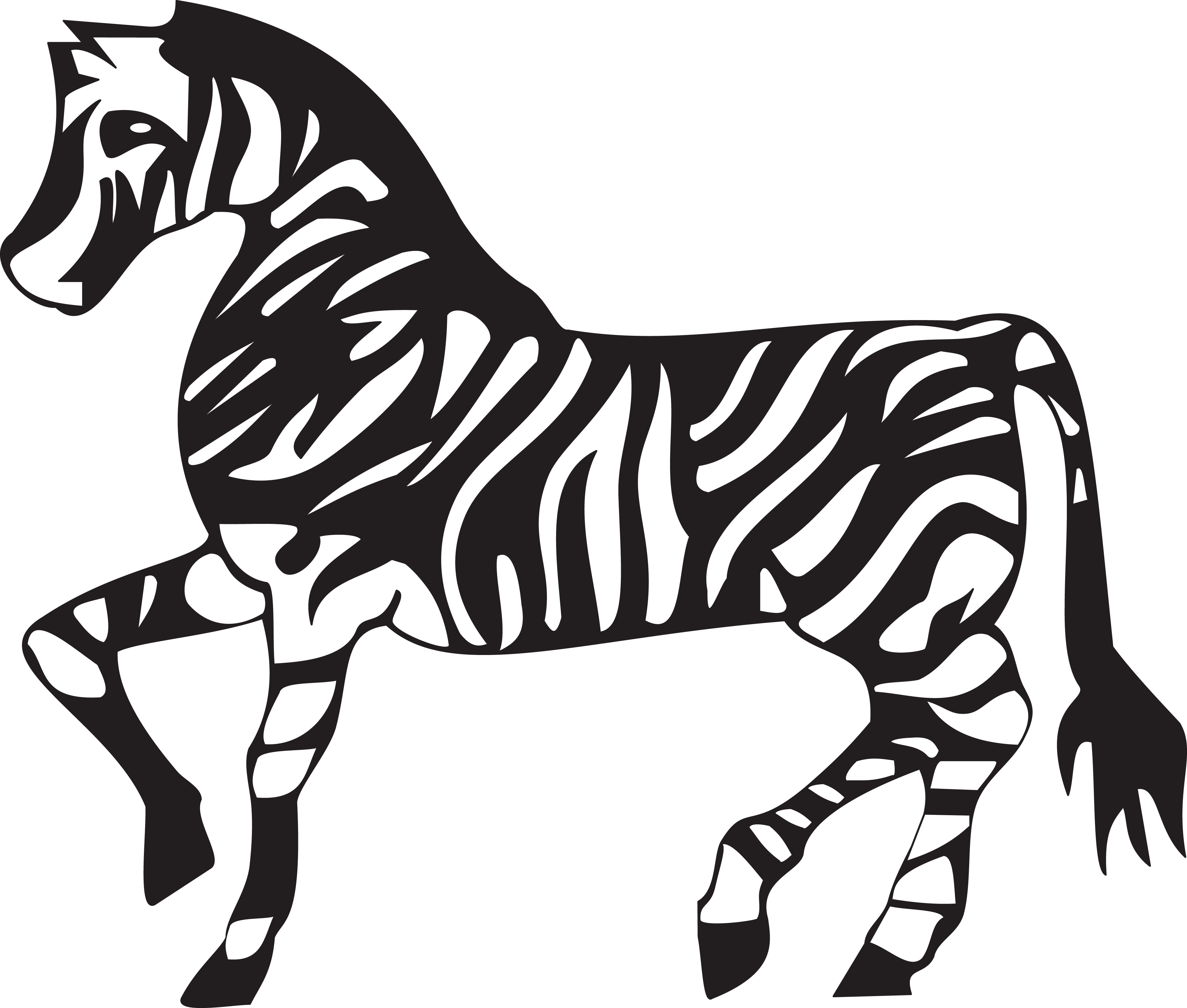 4000 X 3398 6 - Free Black And White Clipart Zebra (4000x3398), Png Download