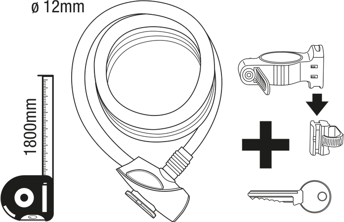 Stanley Bike Lock Cable Key 12 X 1800mm Steel Plastic - Circle (696x450), Png Download