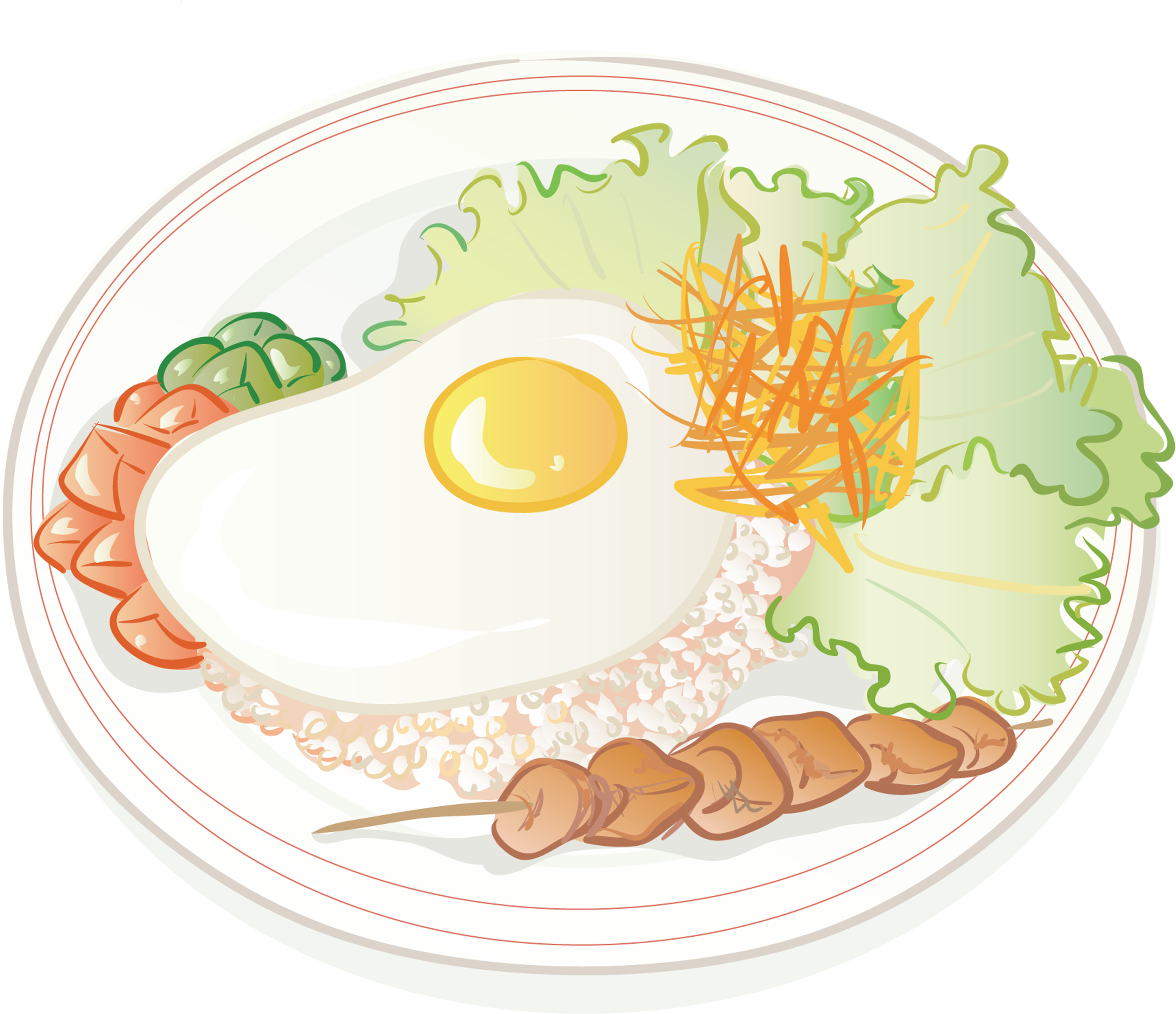 Vector Freeuse Stock Sushi Tonkatsu Chinese Cuisine - Food Rice Cartoon Png (3711x3215), Png Download