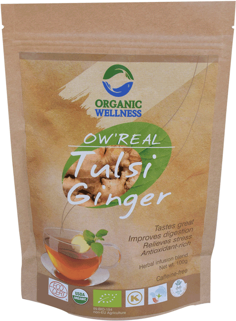 Ow'real Tulsi - Organic Wellness Tulsi Indian Rose Green Tea (627x752), Png Download