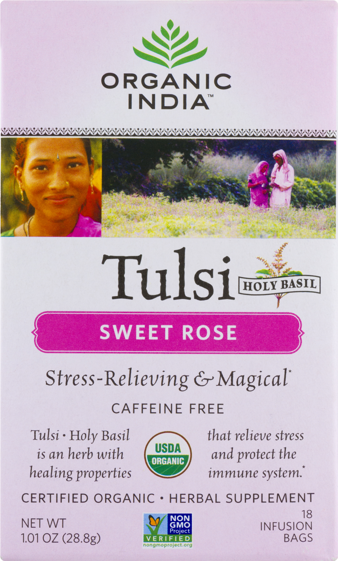 Organic India Tulsi Holy Basil Sweet Rose Herbal Supplement - Organic India Ads (1800x1800), Png Download