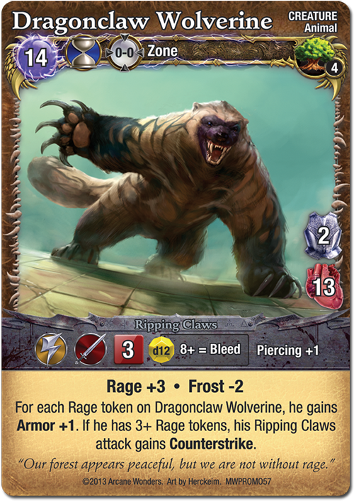 Dragonclaw Wolverine - Mage Wars Promo (550x748), Png Download