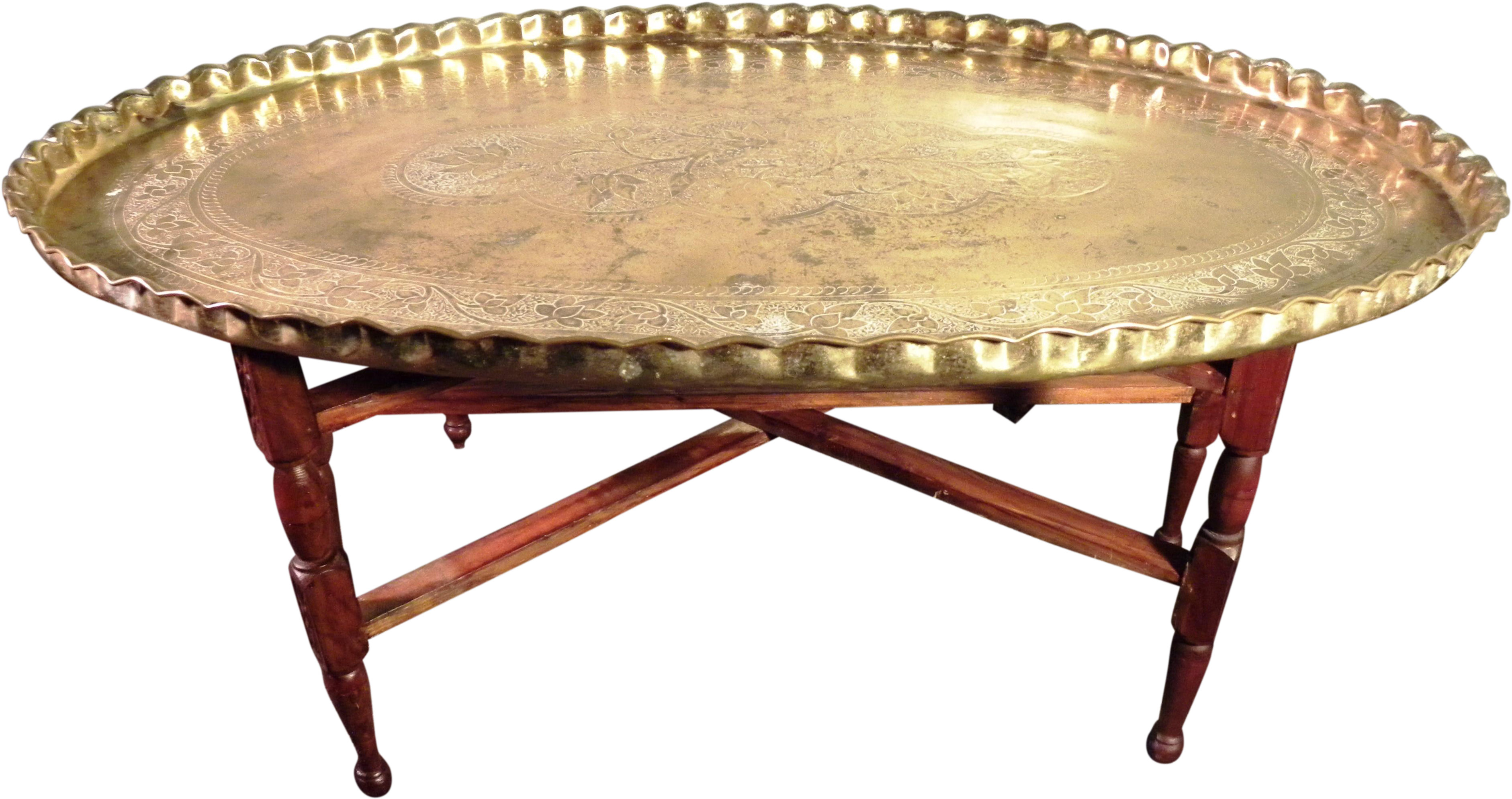 M#century Large Oval Moroccan Brass Tea Table On Chairish - Coffee Table (3877x2293), Png Download