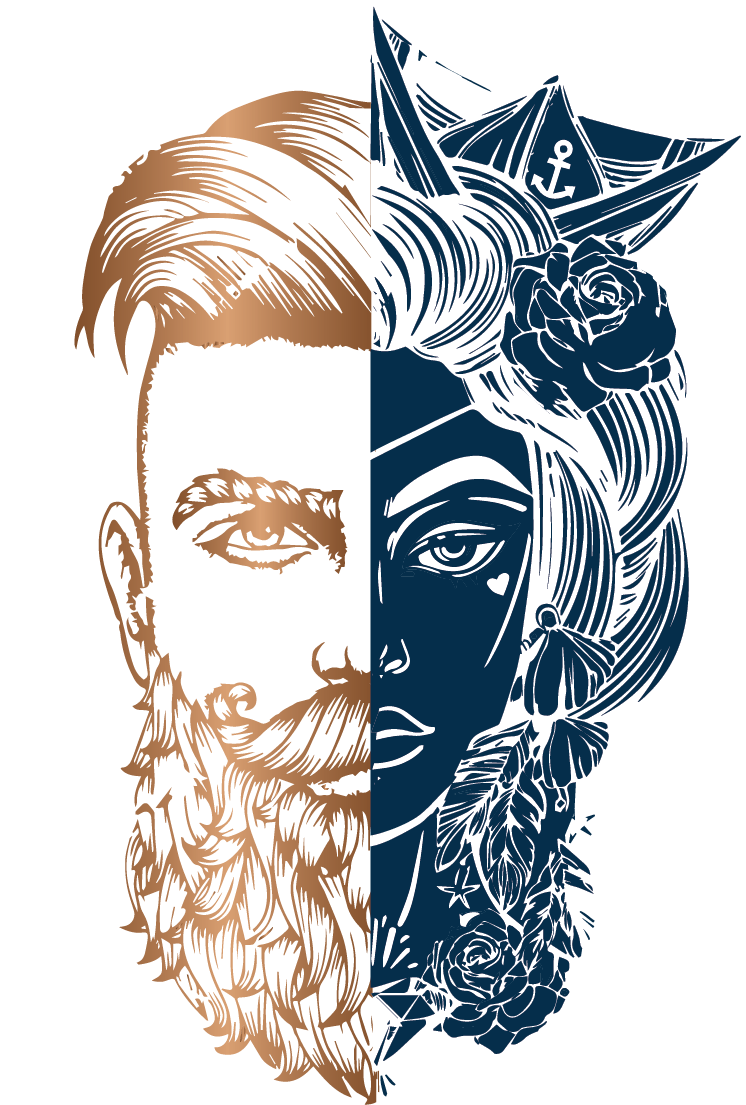 Male & Female Face - Drawing (746x1105), Png Download