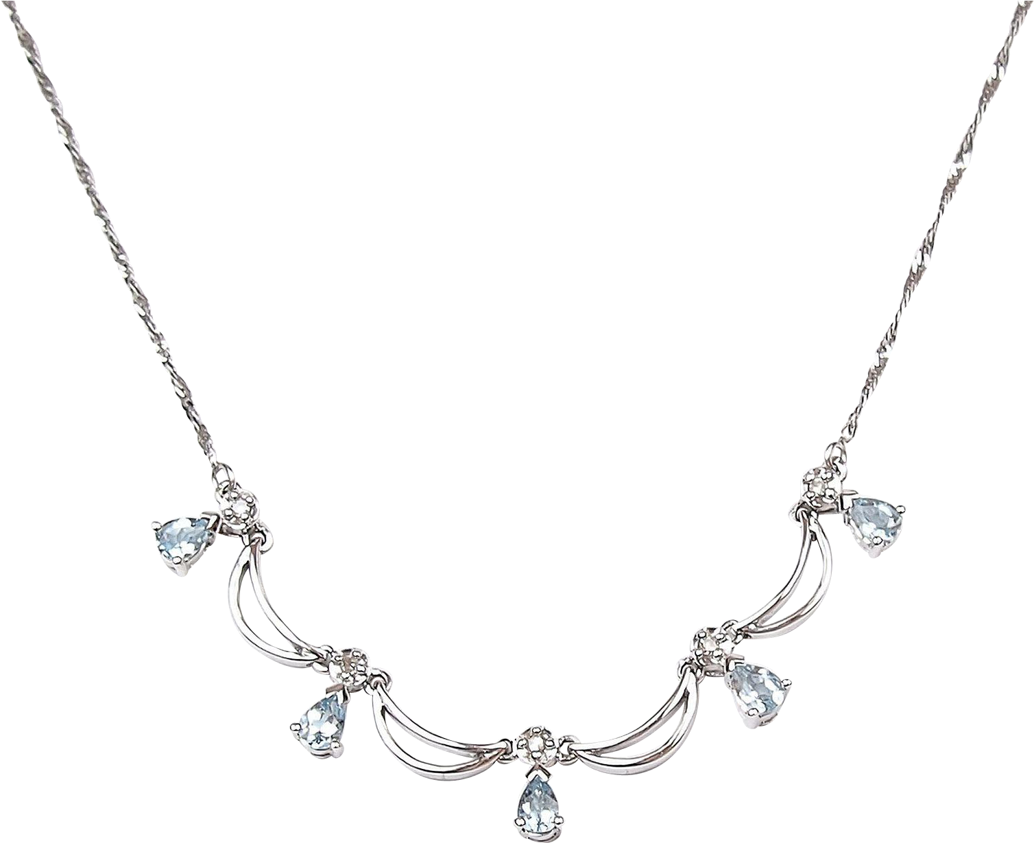 Clip Download K White Gold Ctw Aquamarine And - Necklace (1507x1507), Png Download