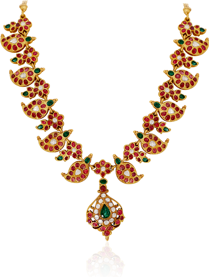 Ethnic Mango Gold Necklace - Necklace (1000x1000), Png Download