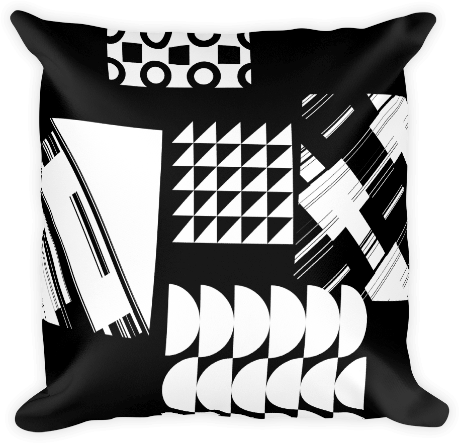 Black White Abstract Cushions With Reverse Printed - Pillow (1000x1000), Png Download