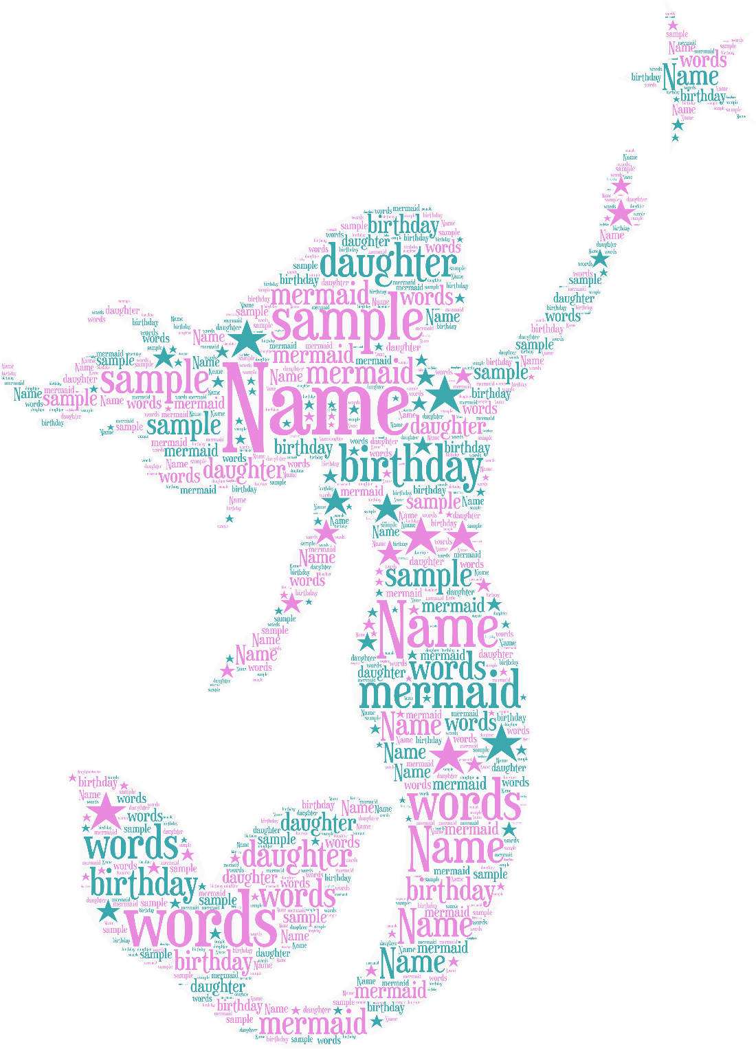 1 Of 4free Shipping Personalised Word Wall Art Mermaid - Illustration (1150x1600), Png Download
