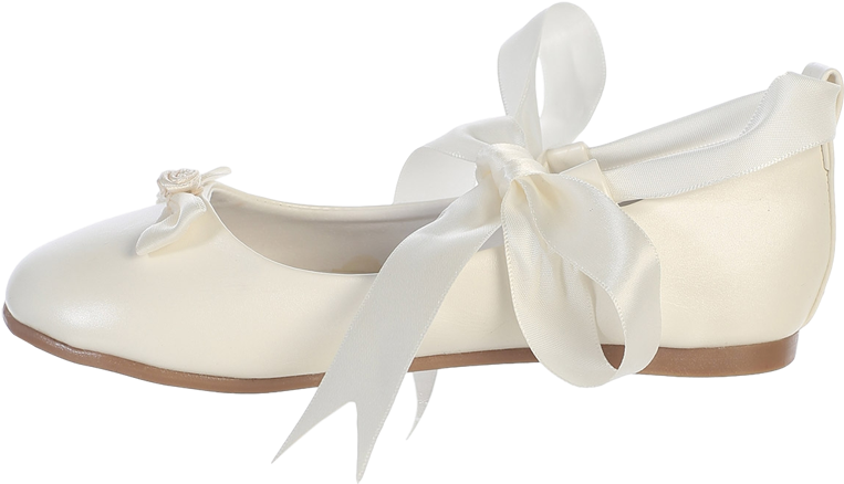 Ballet Flats Ivory Dress Shoes W Satin Ribbon Tie Girls - Ivory Ballerina Flats Toddlers (800x800), Png Download